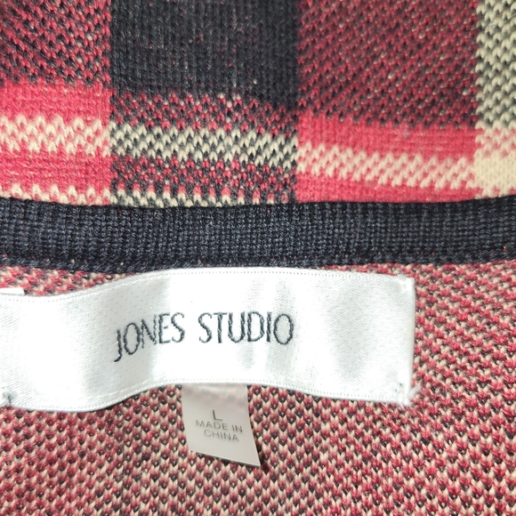 Jones Studio Plaid Open-Front Sweater - Picture 4 of 4